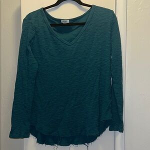 Dylan Teal Waffle V-Neck Blouse